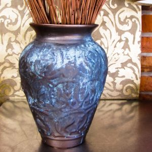 Modern Masters Bronze Paint and Blue Patina Effect Applied to a Ceramic Vase