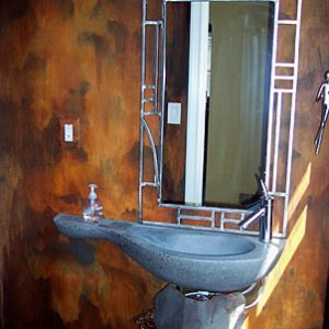 Modern Masters Iron Paint and Rust Patina Finish in a Bathroom.