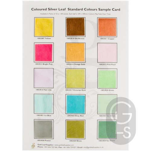 Coloured Silver Leaf Standard Colours Sample Card