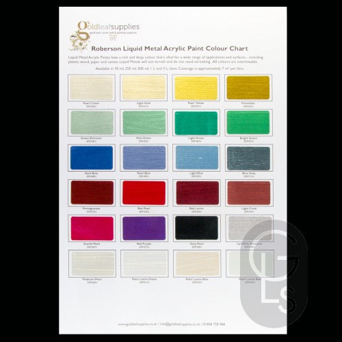 Liquid Metal Acrylics Colour Charts (Pack of 2)