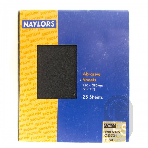 Carborundum Wet & Dry Paper - 80 Grit - 25 Sheets
