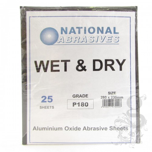 Carborundum Wet & Dry Paper - 180 Grit - 25 Sheets