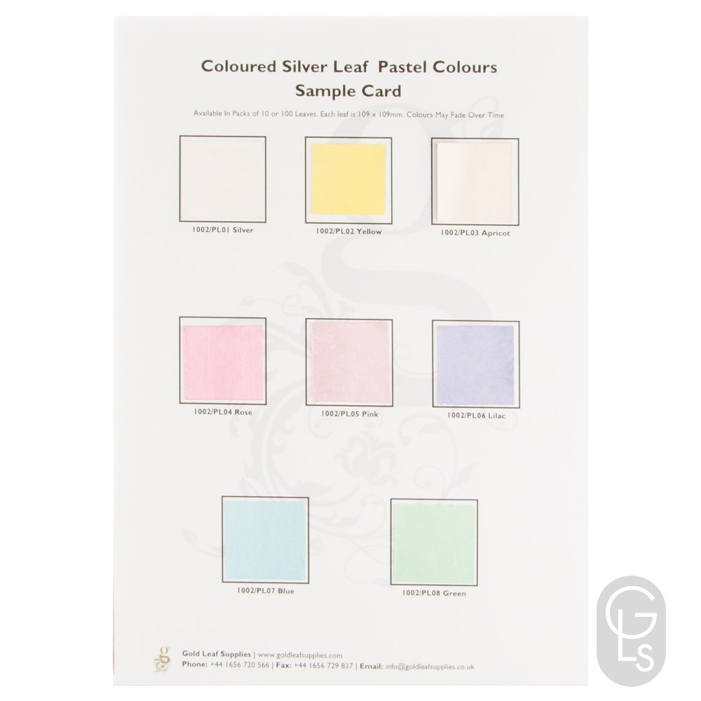 Coloured Silver Leaf Pastel Colours Sample Card