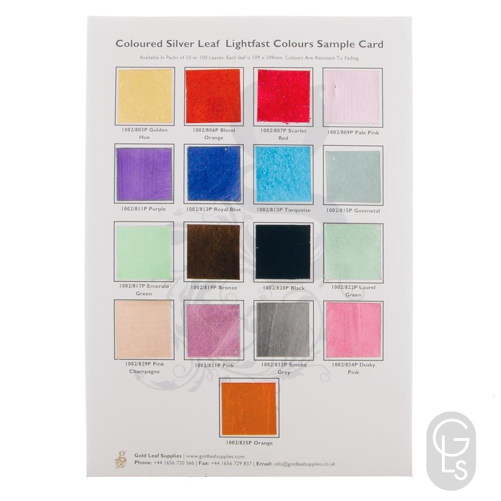 Coloured Silver Leaf Light-Resistant Colours Sample Card
