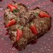 Edible Gold Hearts Sprinkled on Heart-Shaped Cake