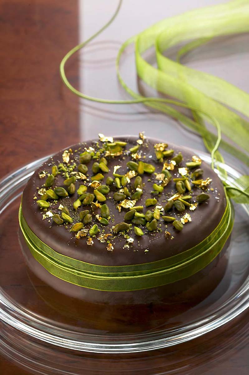 Edible gold leaf on cake